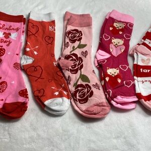 Kids Valentine's Day Themed Socks Set - Pink and Red